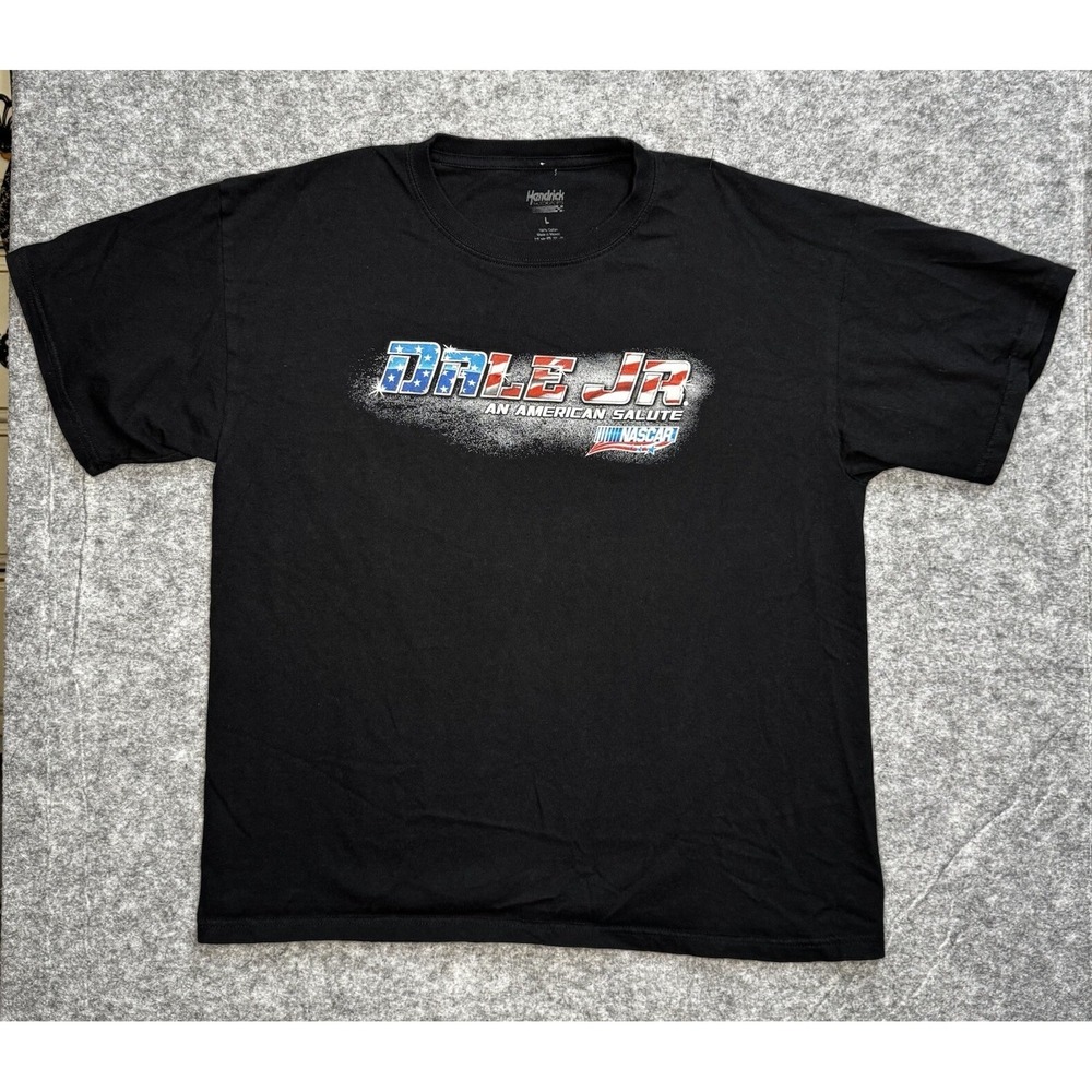 Hendrick Motorsports DALE JR Racing NASCAR Black T-Shirt Mens L American Salute - Picture 3 of 8